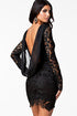 Black Crochet Open Back Vintage Dress